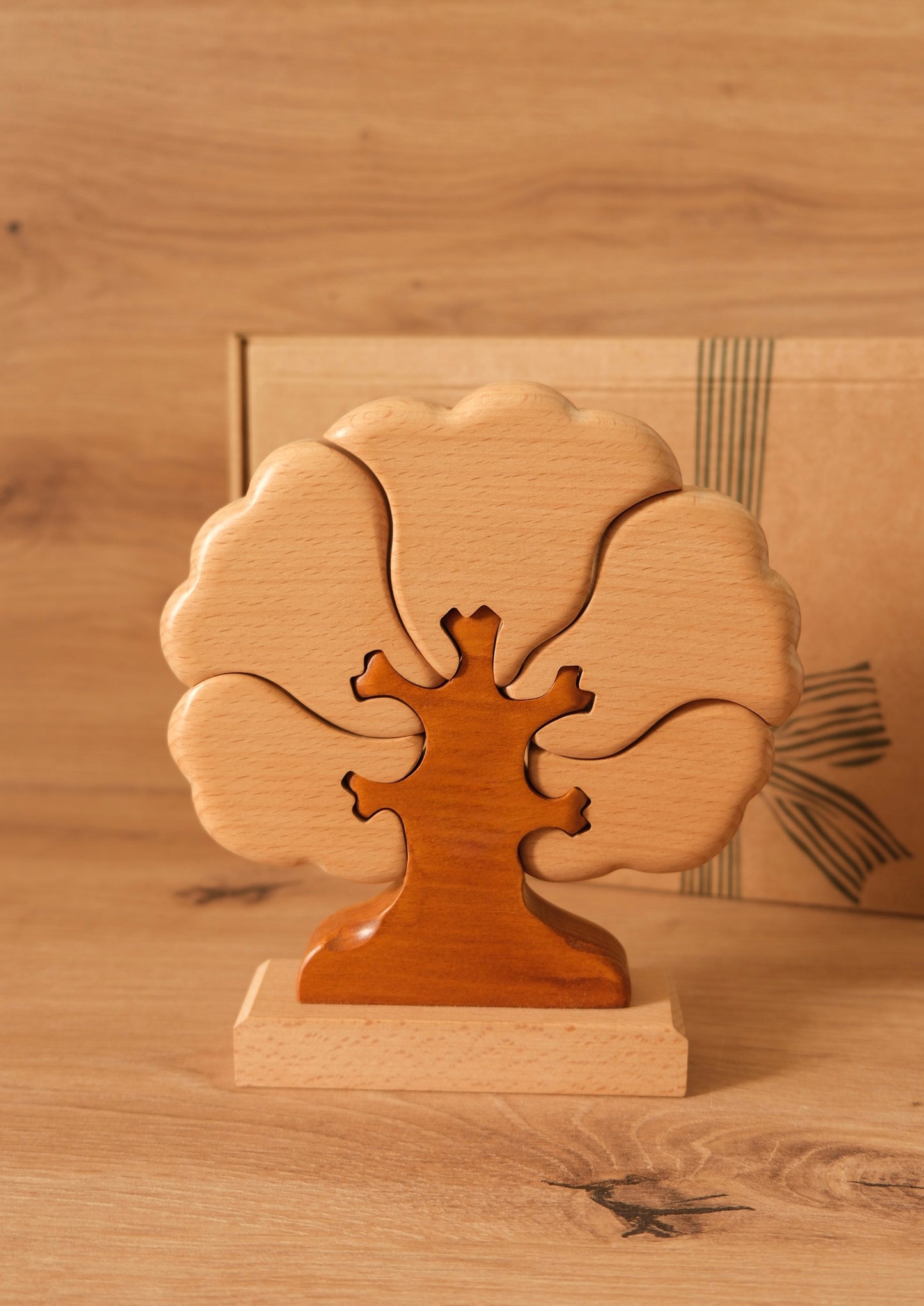 Árbol de 5 nombres SIN CORAZÓN (NATURAL + MARRÓN)