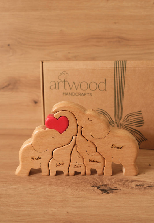 Family of 5 elephants