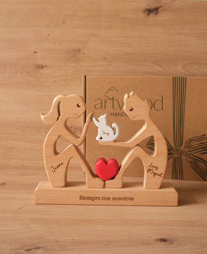 Pareja de humanos con gato