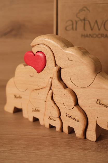 Family of 5 elephants