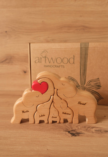 Family of 5 elephants